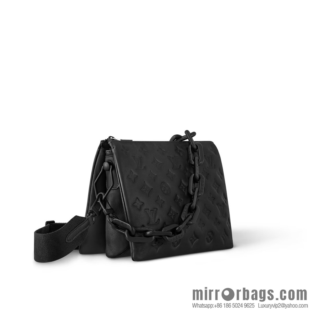 [Boutique‑grade] M11370 black full leather embossed, chain bag series, the new COUSSIN small handbag of the season