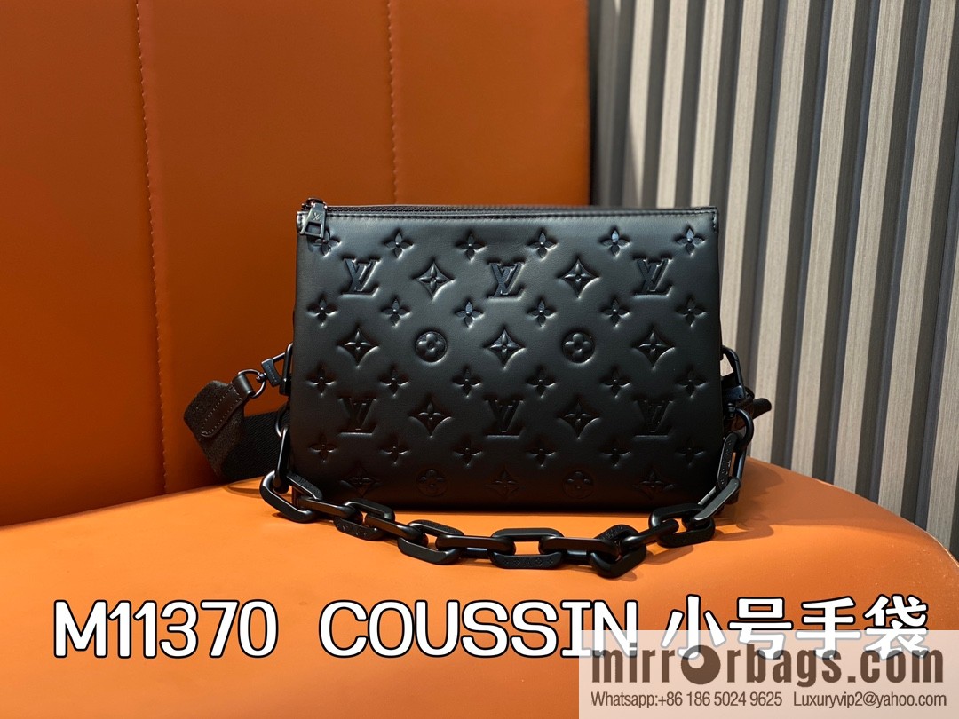 [Boutique‑grade] M11370 black full leather embossed, chain bag series, the new COUSSIN small handbag of the season