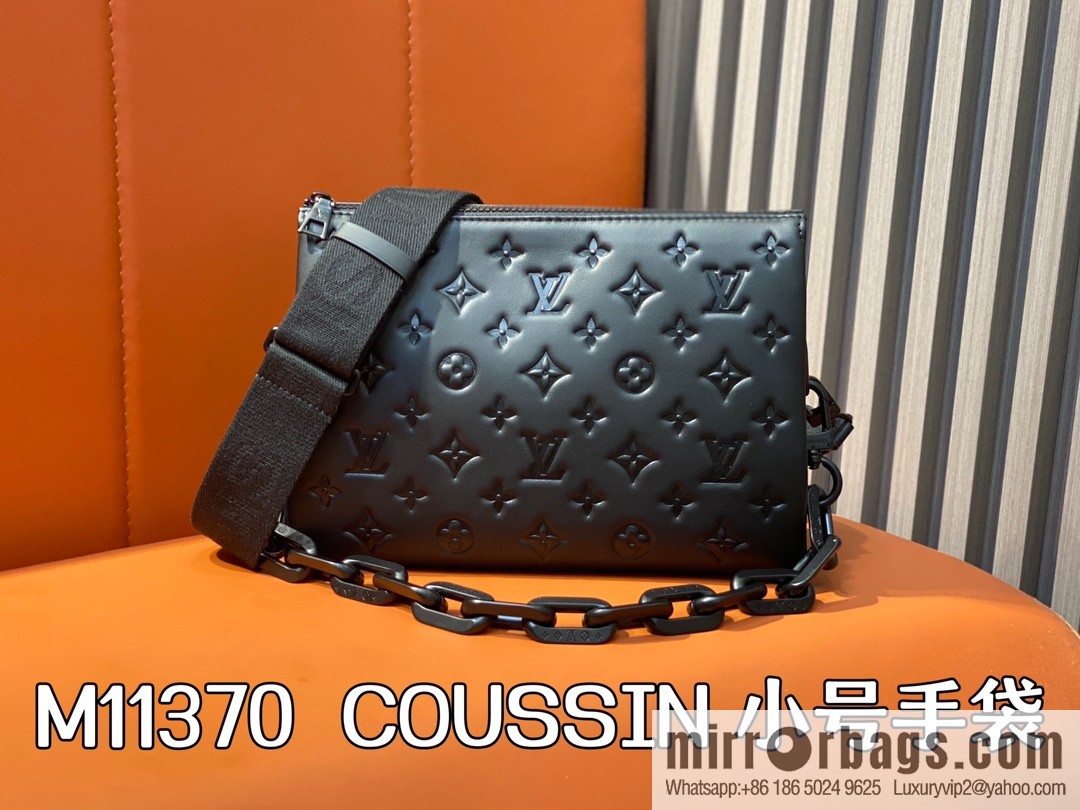 [Boutique‑grade] M11370 black full leather embossed, chain bag series, the new COUSSIN small handbag of the season