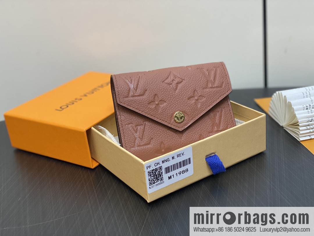 [Boutique‑grade] M11988 brown full leather, three-fold wallet series, 1 Victorine bag
