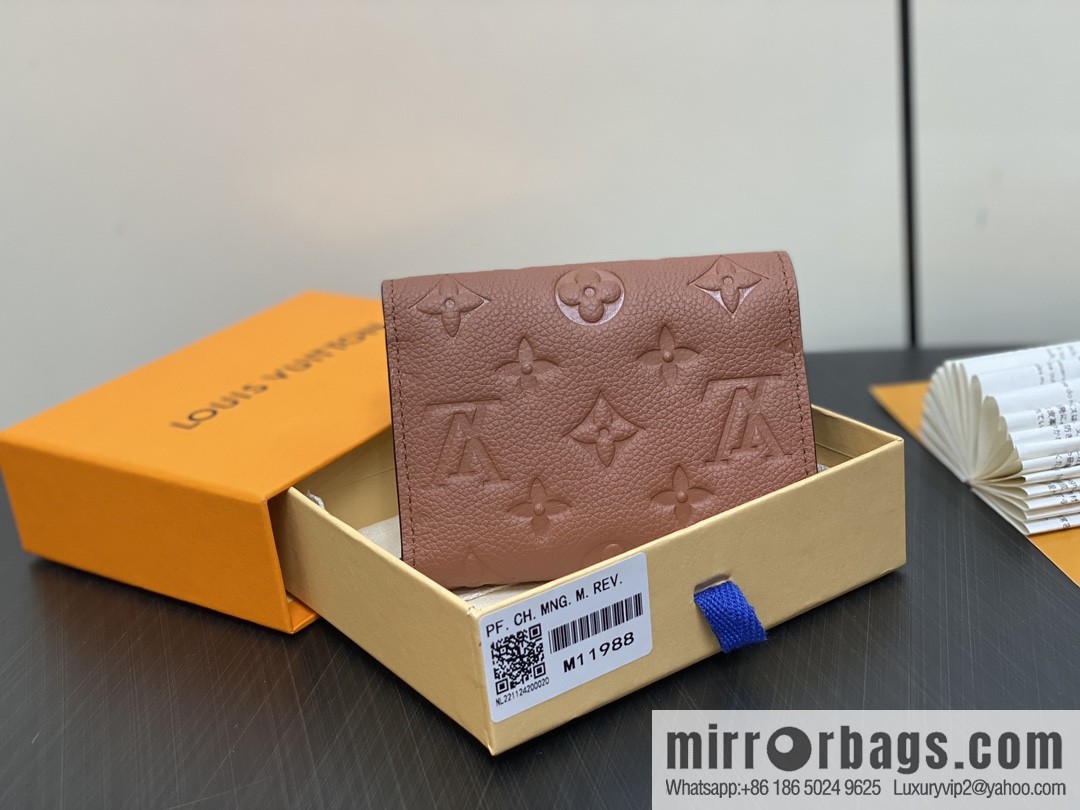 [Boutique‑grade] M11988 brown full leather, three-fold wallet series, 1 Victorine bag