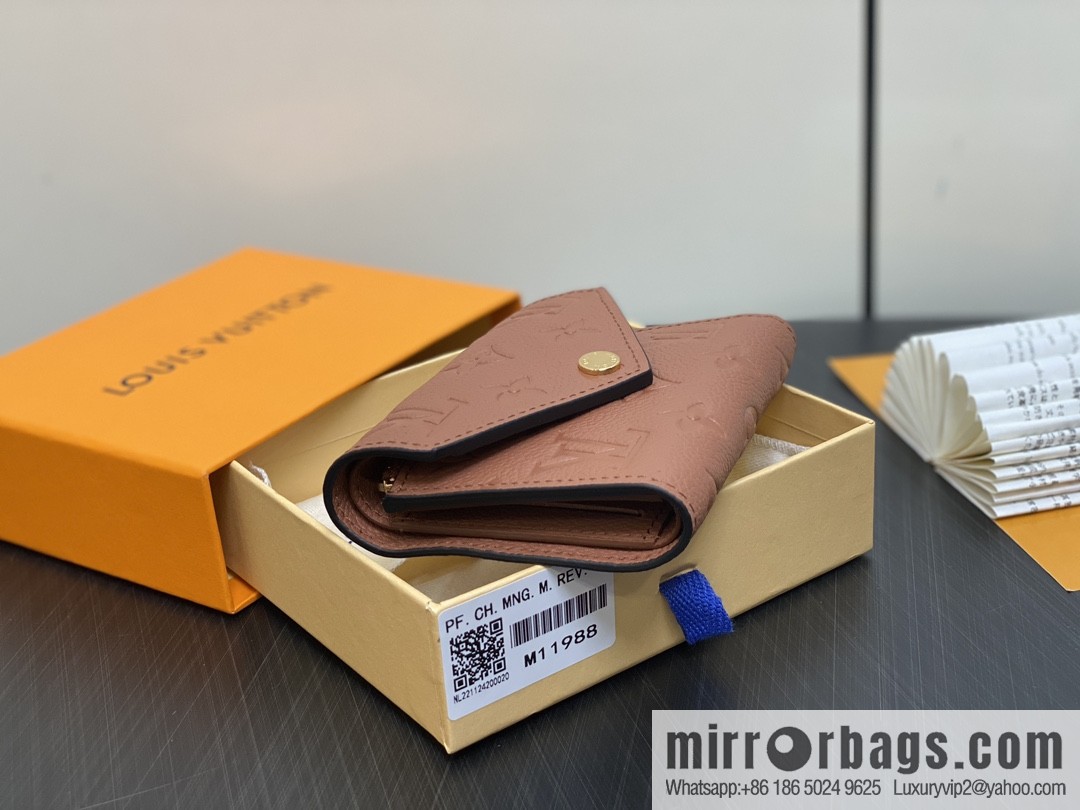 [Boutique‑grade] M11988 brown full leather, three-fold wallet series, 1 Victorine bag