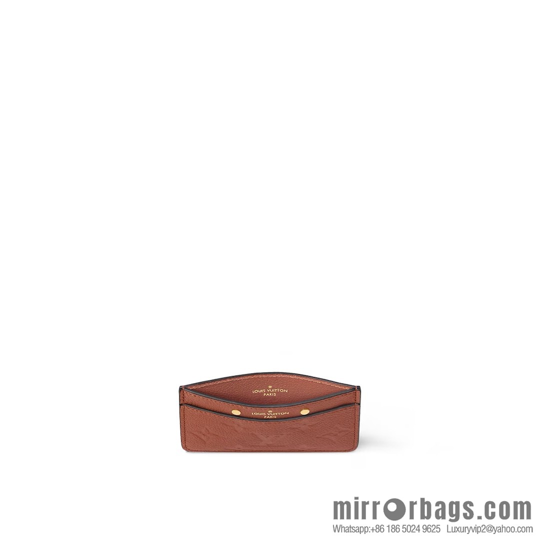 [Boutique‑grade] M83678 brown full leather embossed, card bag wallet series PORTE CARTES DOUBLE card holder
