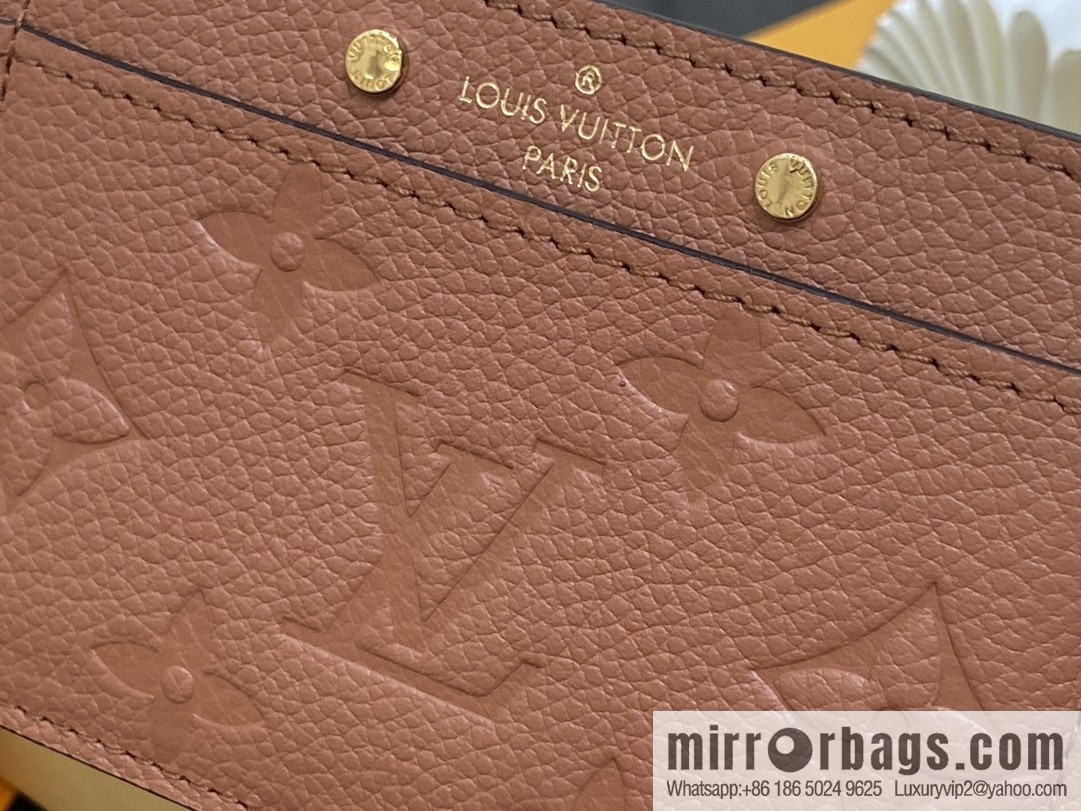 [Boutique‑grade] M83678 brown full leather embossed, card bag wallet series PORTE CARTES DOUBLE card holder