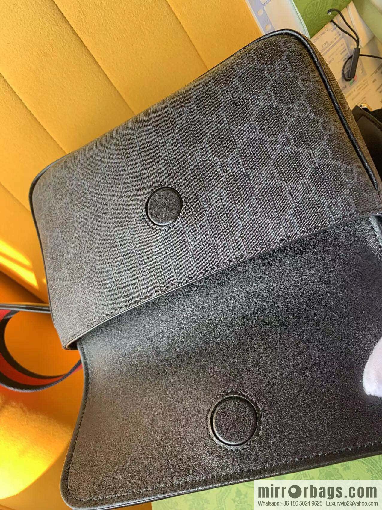 [Original] Black GG Supreme canvas, black leather piping 795479 red and blue webbing