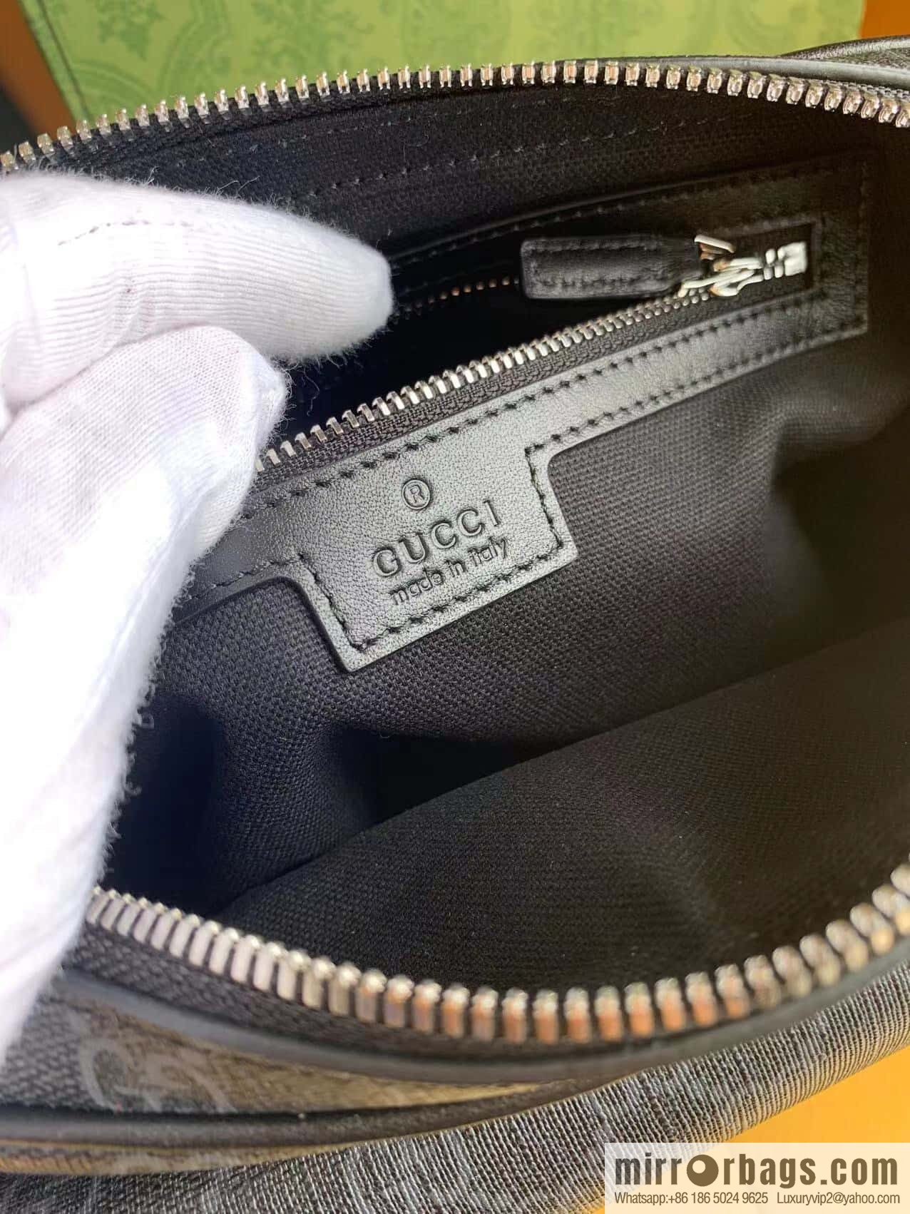 [Original] Black GG Supreme canvas, black leather piping 795479 red and blue webbing