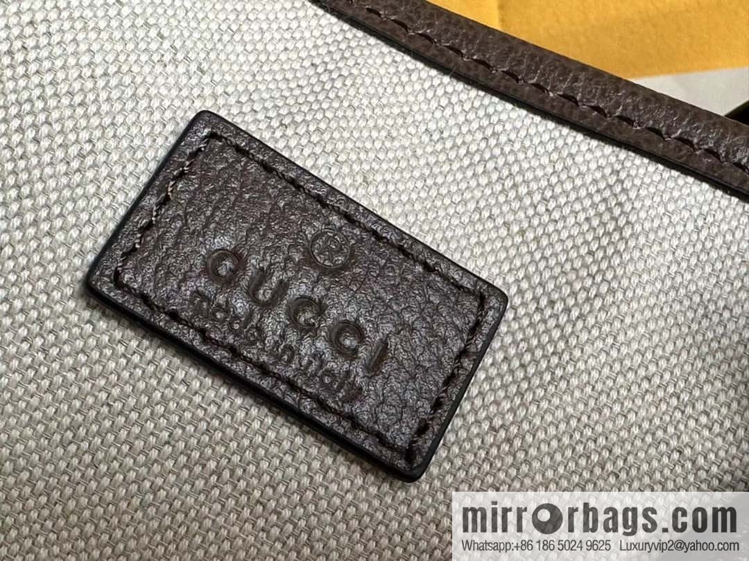 [Original leather] Beige and ebony GG 765043 Supreme canvas Ophidia series small tote bag