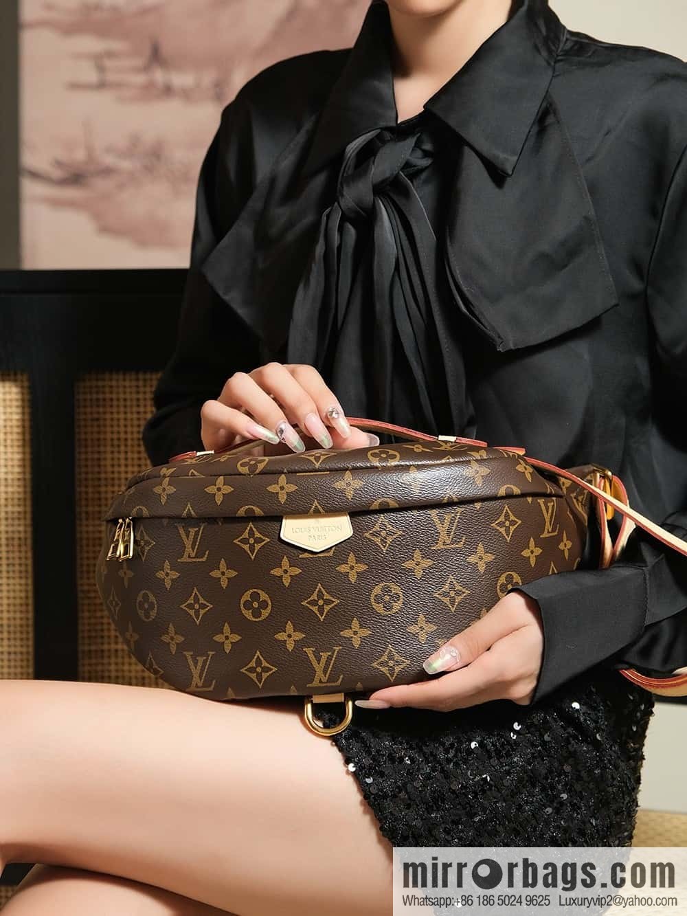 LV ππππππ chip diamond beating code fanny pack series #M