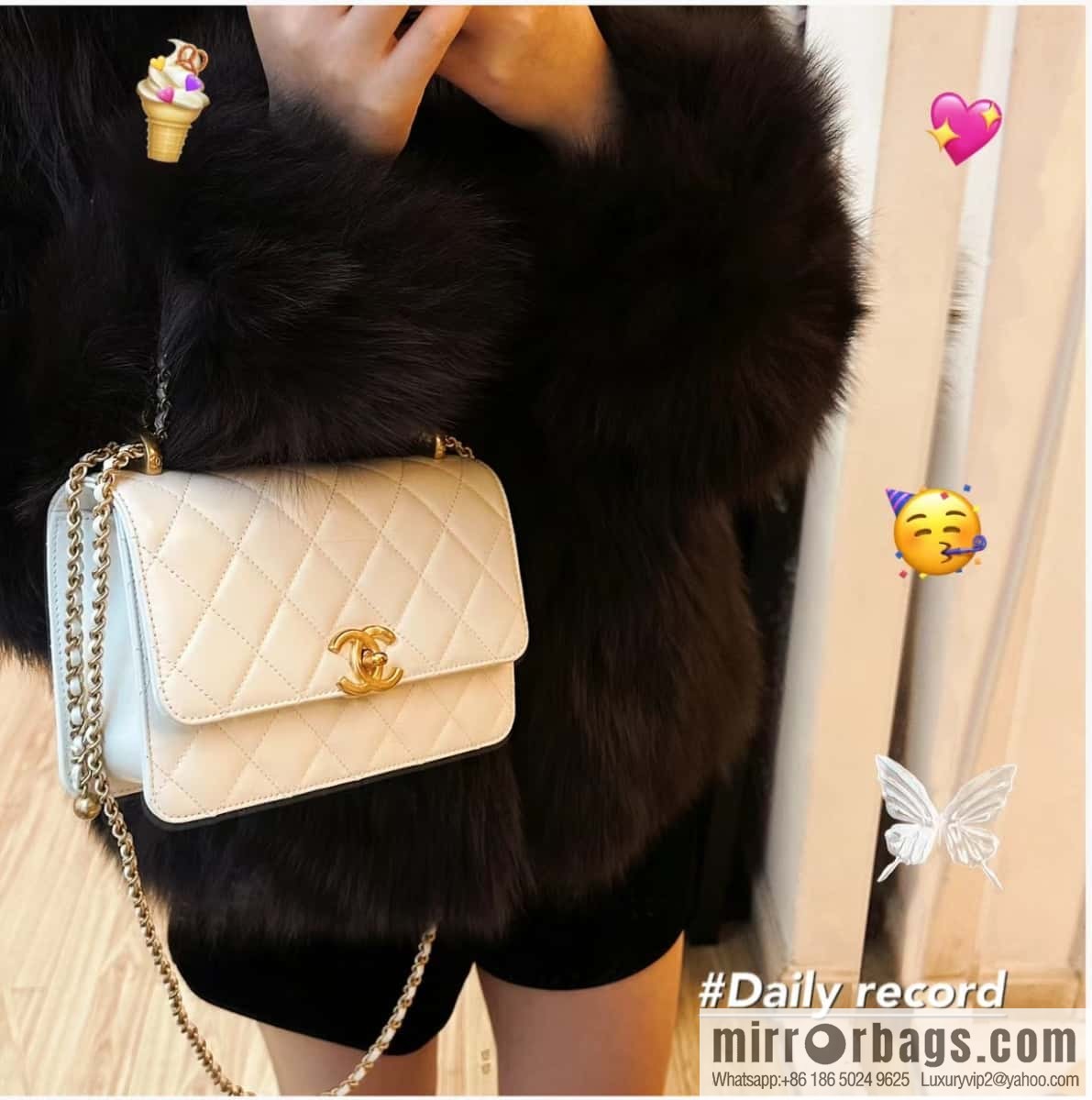 𝗖𝗛𝗔𝗡𝗘𝗟 𝟐𝟒𝐂 | original calfskin, double gold ball white AS2649