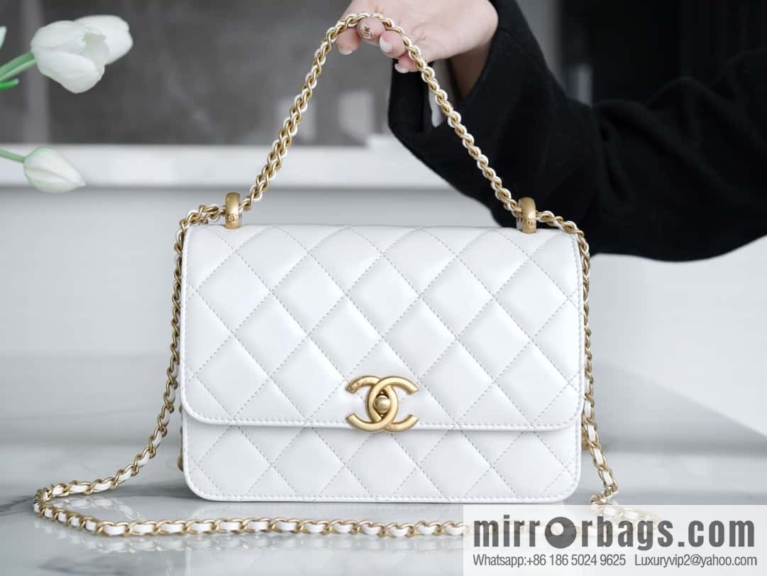 𝗖𝗛𝗔𝗡𝗘𝗟 𝟐𝟒𝐂 | original calfskin, double gold ball white AS2649