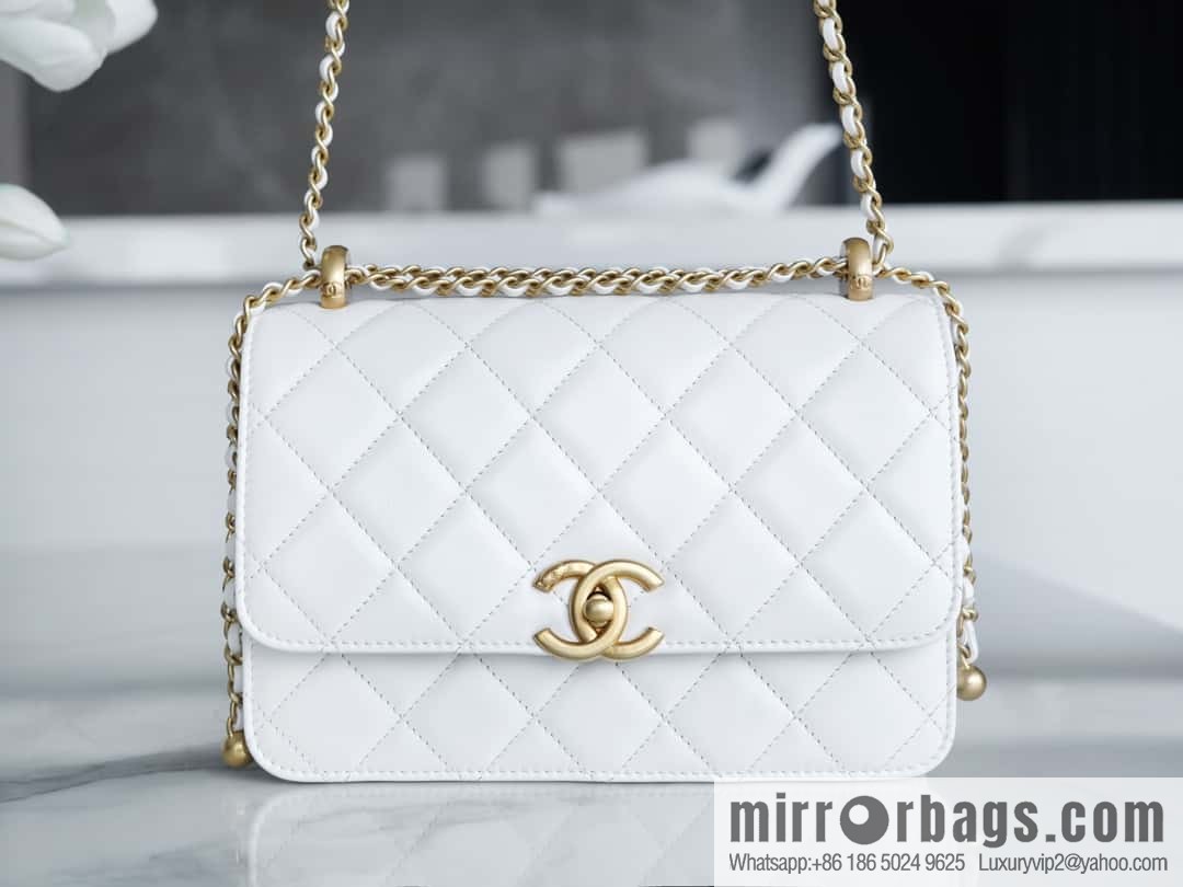 𝗖𝗛𝗔𝗡𝗘𝗟 𝟐𝟒𝐂 | original calfskin, double gold ball white AS2649
