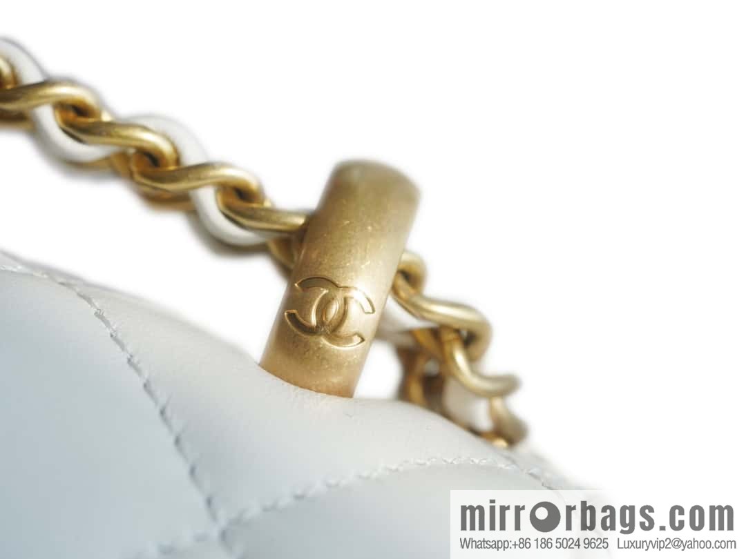 𝗖𝗛𝗔𝗡𝗘𝗟 𝟐𝟒𝐂 | original calfskin, double gold ball white AS2649