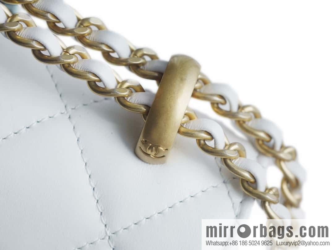𝗖𝗛𝗔𝗡𝗘𝗟 𝟐𝟒𝐂 | original calfskin, double gold ball white AS2649