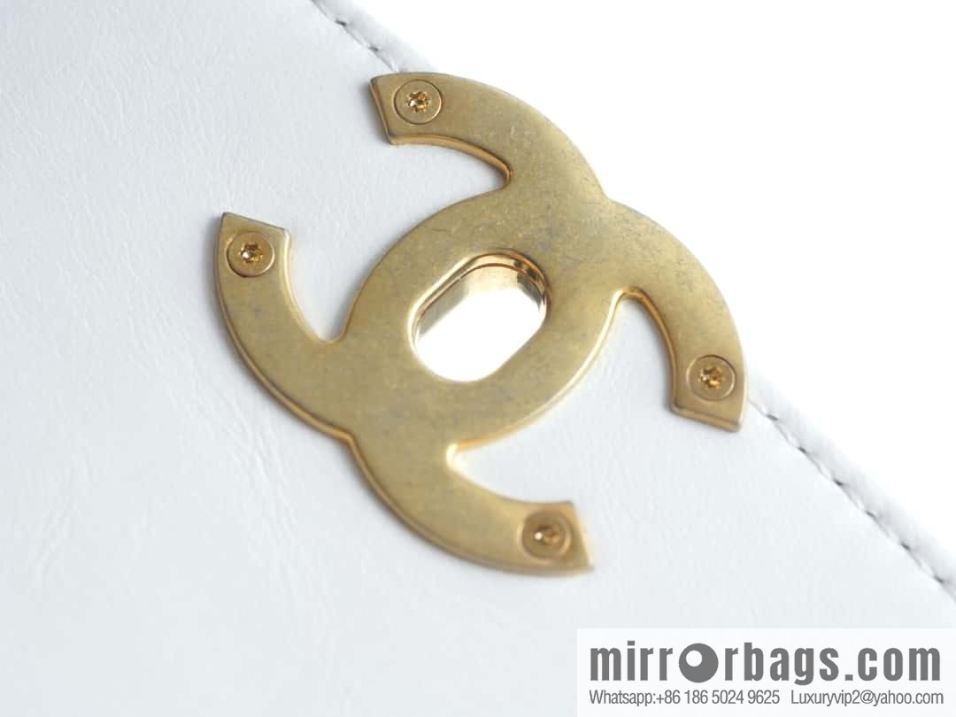 𝗖𝗛𝗔𝗡𝗘𝗟 𝟐𝟒𝐂 | original calfskin, double gold ball white AS2649