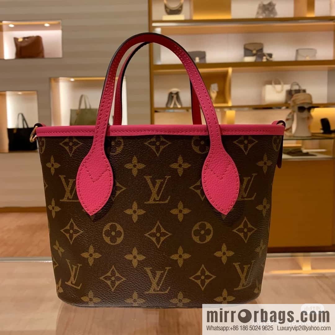 [Boutique‑grade] M12106 presbyopia rose red, double-sided shopping bag series Neverfull Bandoulière Inside Out BB handbag