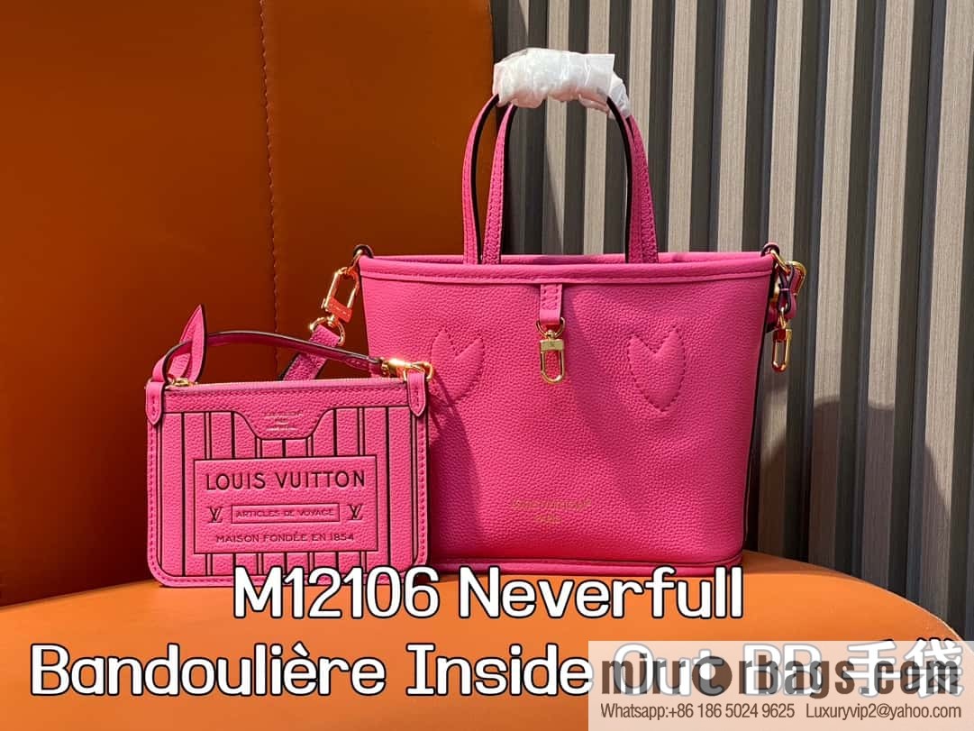 [Boutique‑grade] M12106 presbyopia rose red, double-sided shopping bag series Neverfull Bandoulière Inside Out BB handbag