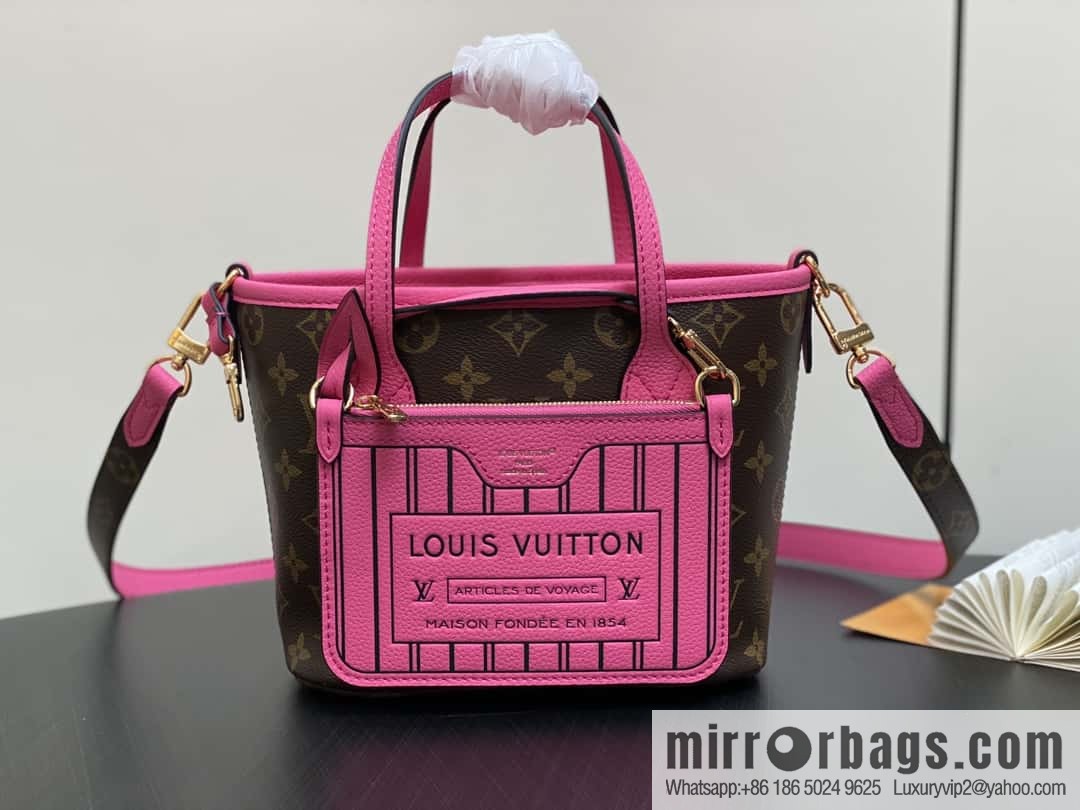 [Boutique‑grade] M12106 presbyopia rose red, double-sided shopping bag series Neverfull Bandoulière Inside Out BB handbag