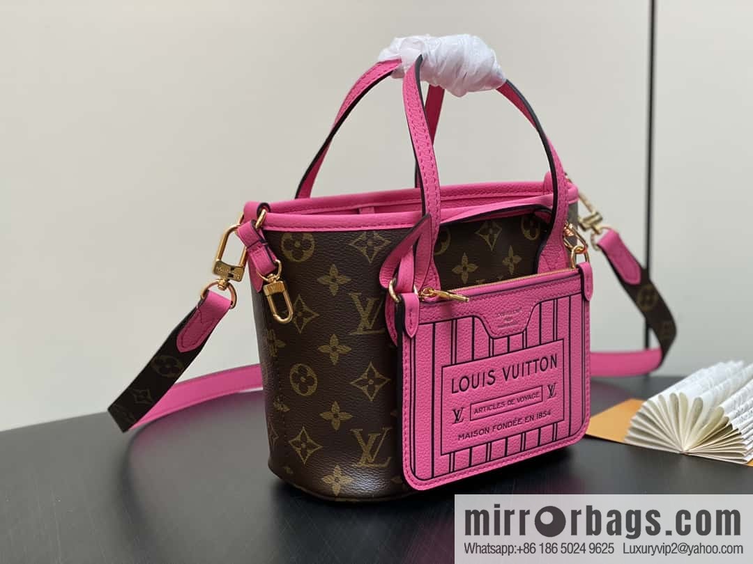[Boutique‑grade] M12106 presbyopia rose red, double-sided shopping bag series Neverfull Bandoulière Inside Out BB handbag