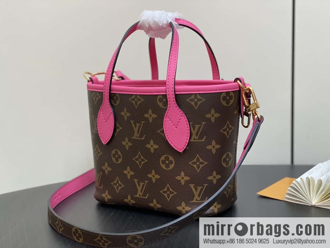 [Boutique‑grade] M12106 presbyopia rose red, double-sided shopping bag series Neverfull Bandoulière Inside Out BB handbag