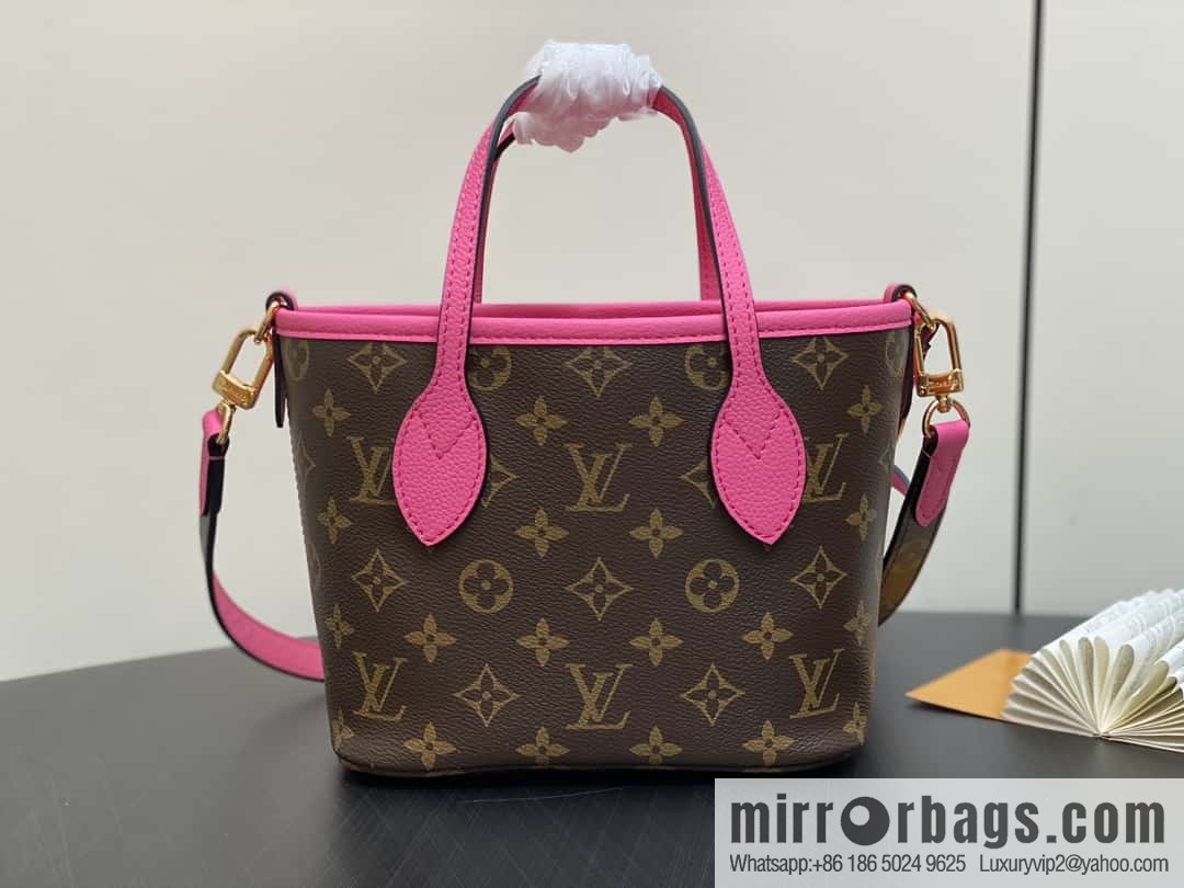 [Boutique‑grade] M12106 presbyopia rose red, double-sided shopping bag series Neverfull Bandoulière Inside Out BB handbag
