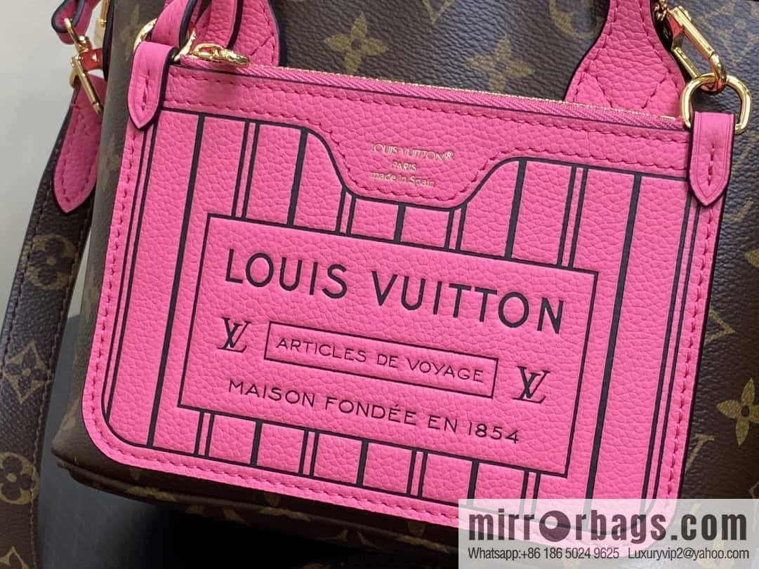 [Boutique‑grade] M12106 presbyopia rose red, double-sided shopping bag series Neverfull Bandoulière Inside Out BB handbag