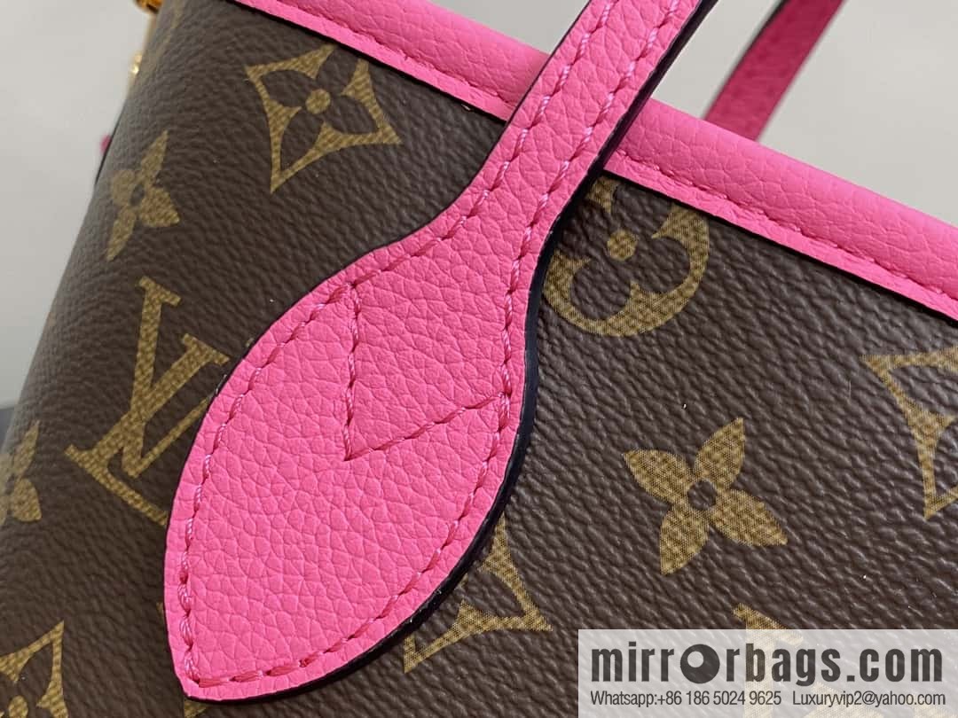 [Boutique‑grade] M12106 presbyopia rose red, double-sided shopping bag series Neverfull Bandoulière Inside Out BB handbag