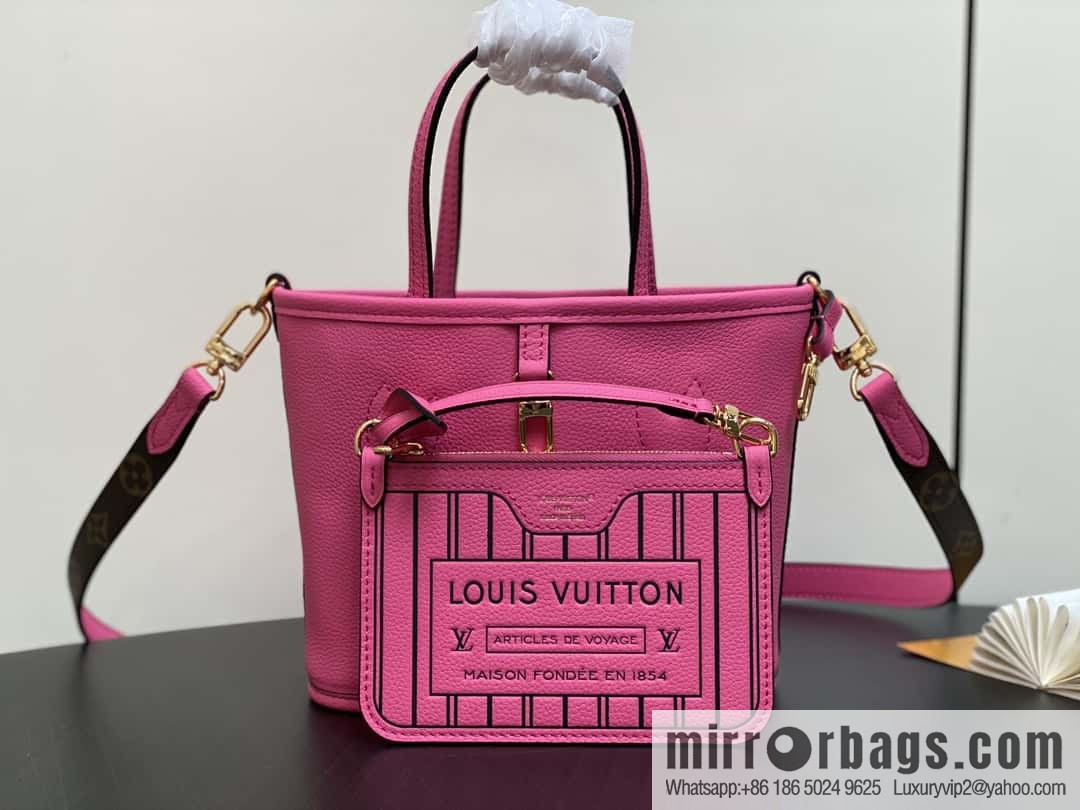 [Boutique‑grade] M12106 presbyopia rose red, double-sided shopping bag series Neverfull Bandoulière Inside Out BB handbag