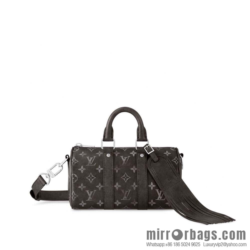 [Boutique‑grade] M11595 black full leather, men's bag, pillow bag series KEEPALL BANDOULIZRE 25 handbag