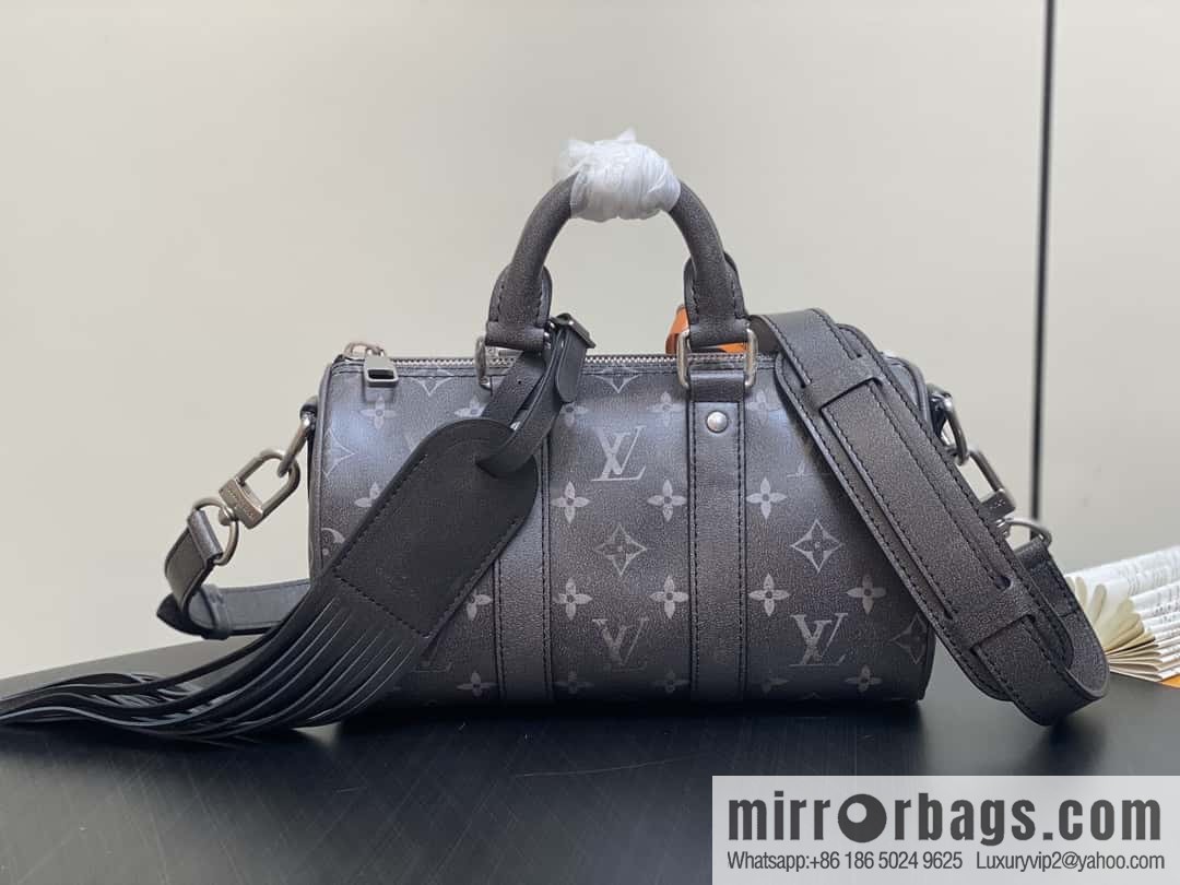 [Boutique‑grade] M11595 black full leather, men's bag, pillow bag series KEEPALL BANDOULIZRE 25 handbag