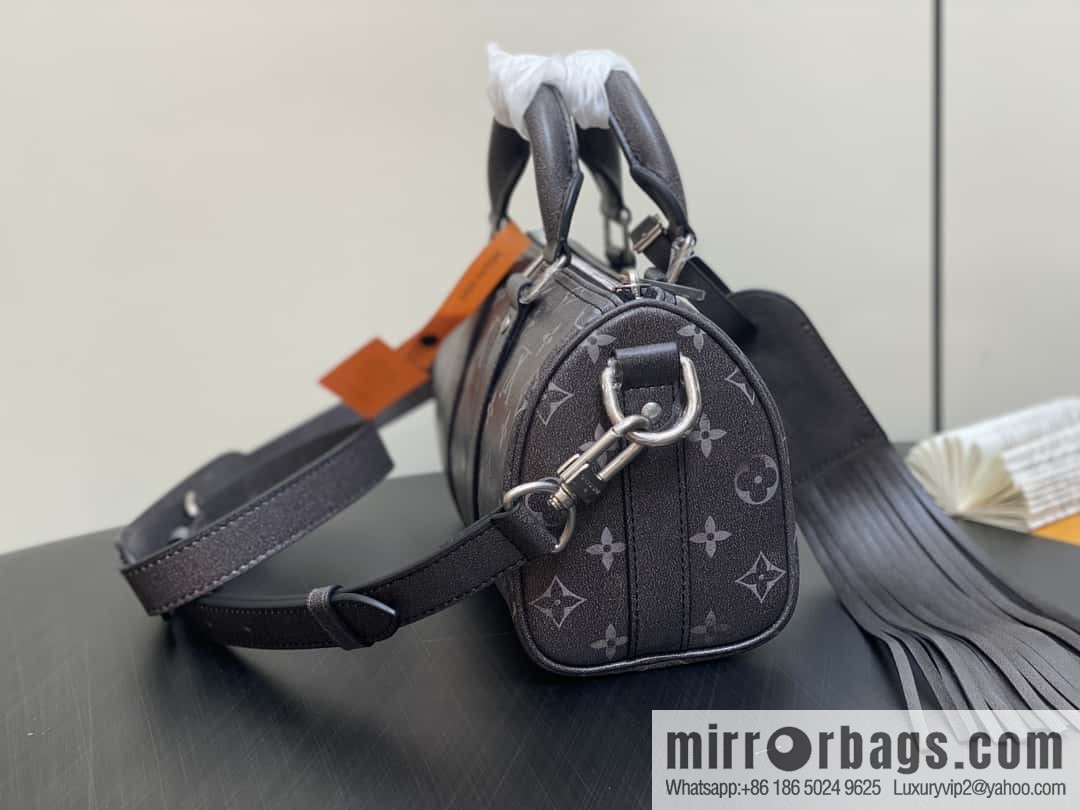 [Boutique‑grade] M11595 black full leather, men's bag, pillow bag series KEEPALL BANDOULIZRE 25 handbag