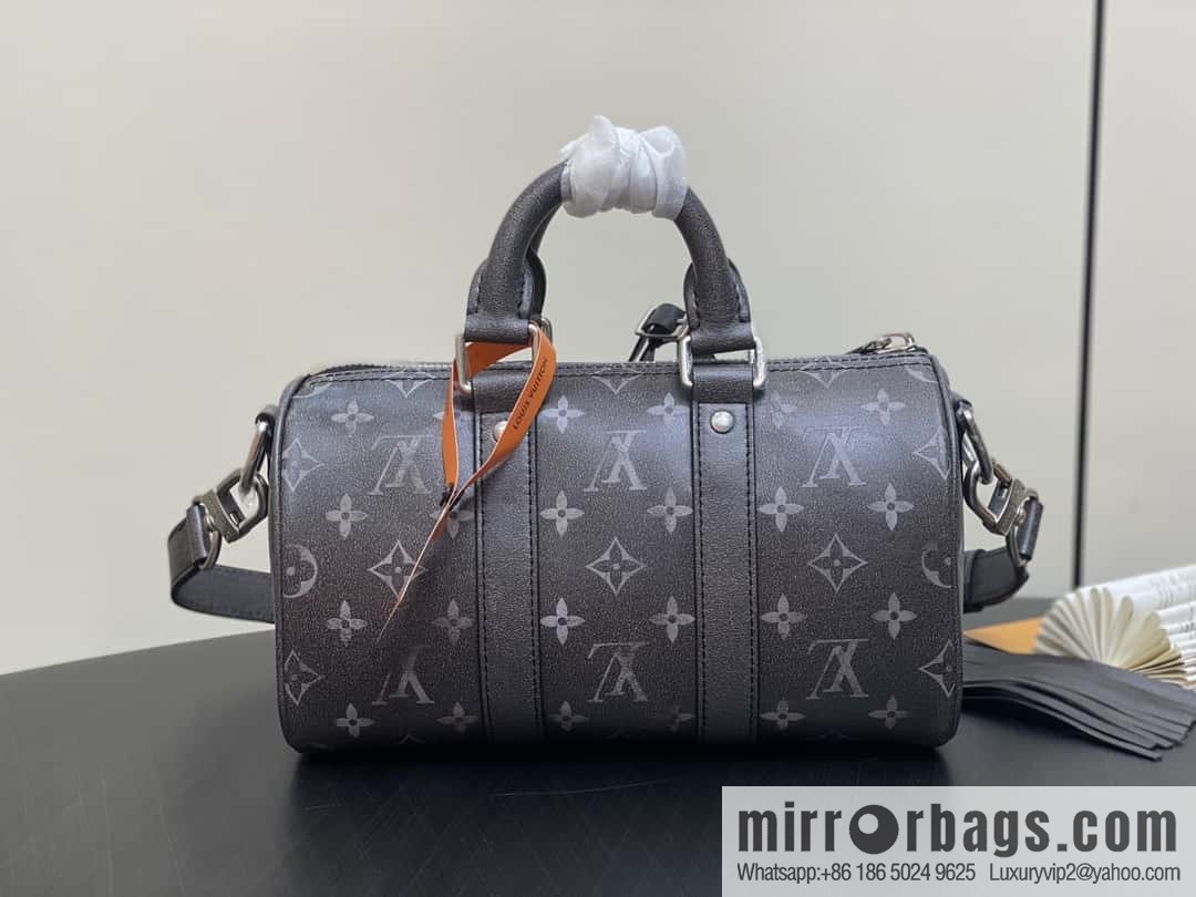 [Boutique‑grade] M11595 black full leather, men's bag, pillow bag series KEEPALL BANDOULIZRE 25 handbag