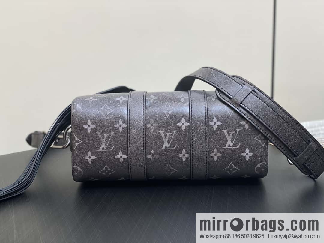 [Boutique‑grade] M11595 black full leather, men's bag, pillow bag series KEEPALL BANDOULIZRE 25 handbag