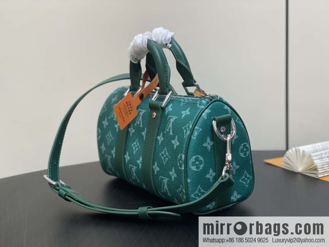 [Boutique‑grade] M12687 green, men's bag, pillow bag, speedy series KEEPALL BANDOULIZRE 25 handbag