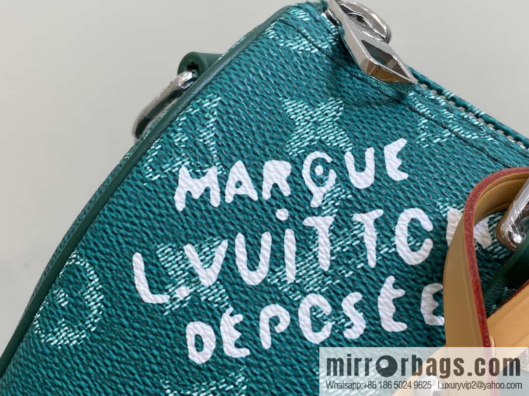 [Boutique‑grade] M12687 green, men's bag, pillow bag, speedy series KEEPALL BANDOULIZRE 25 handbag