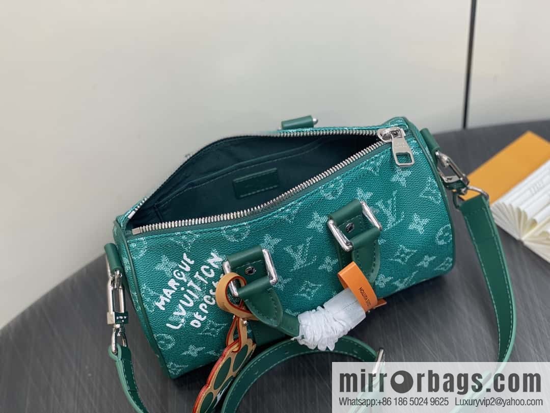 [Boutique‑grade] M12687 green, men's bag, pillow bag, speedy series KEEPALL BANDOULIZRE 25 handbag