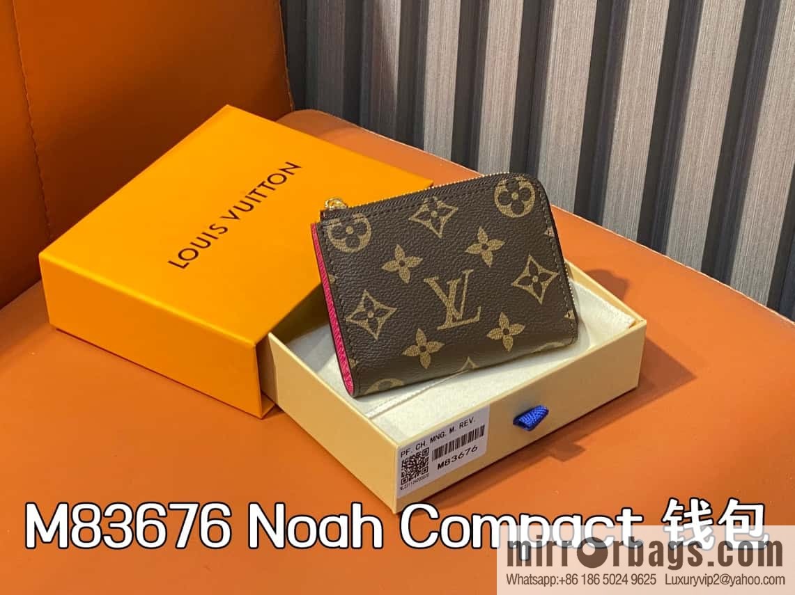 [Boutique‑grade] M83676 presbyopia rose red, zipper wallet series NEW Noah Compact wallet