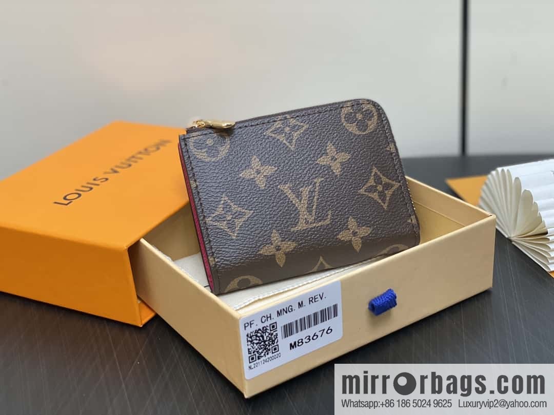 [Boutique‑grade] M83676 presbyopia rose red, zipper wallet series NEW Noah Compact wallet