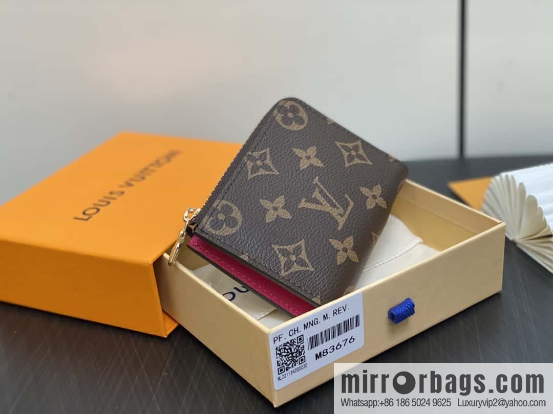 [Boutique‑grade] M83676 presbyopia rose red, zipper wallet series NEW Noah Compact wallet