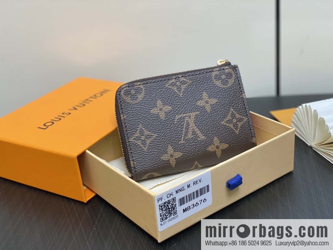 [Boutique‑grade] M83676 presbyopia rose red, zipper wallet series NEW Noah Compact wallet