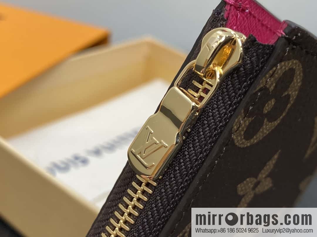 [Boutique‑grade] M83676 presbyopia rose red, zipper wallet series NEW Noah Compact wallet