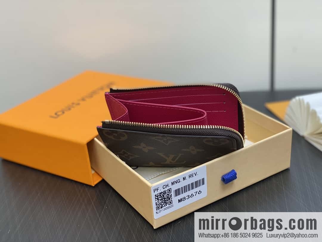 [Boutique‑grade] M83676 presbyopia rose red, zipper wallet series NEW Noah Compact wallet