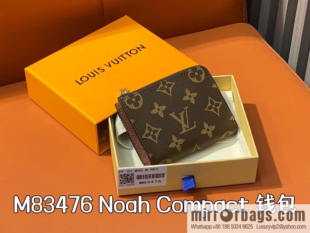 [Boutique‑grade] M83476 presbyopia brown, zipper wallet series NEW Noah Compact wallet