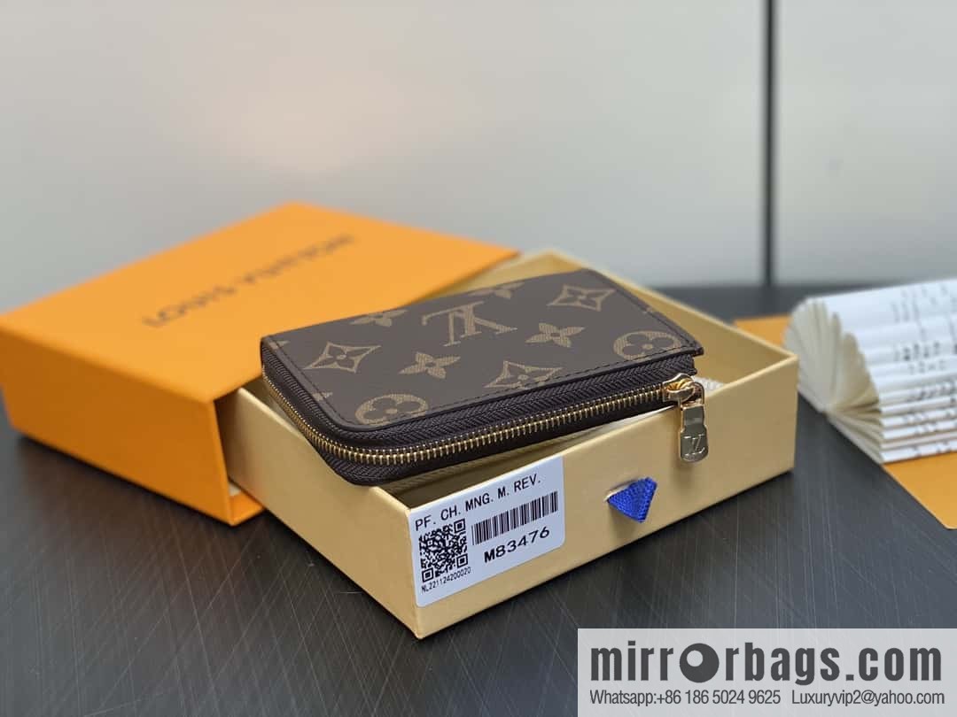 [Boutique‑grade] M83476 presbyopia brown, zipper wallet series NEW Noah Compact wallet