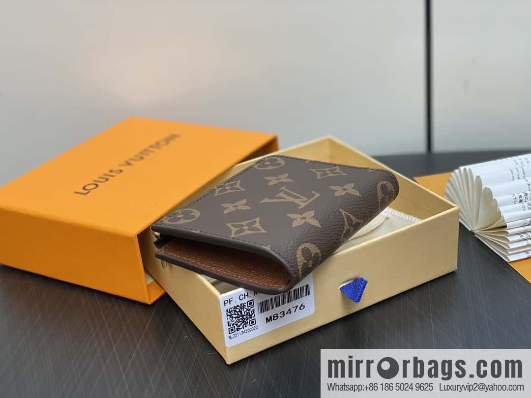 [Boutique‑grade] M83476 presbyopia brown, zipper wallet series NEW Noah Compact wallet