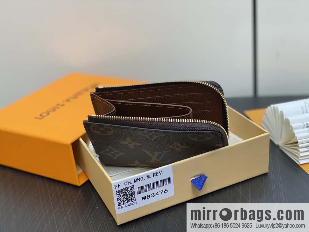 [Boutique‑grade] M83476 presbyopia brown, zipper wallet series NEW Noah Compact wallet