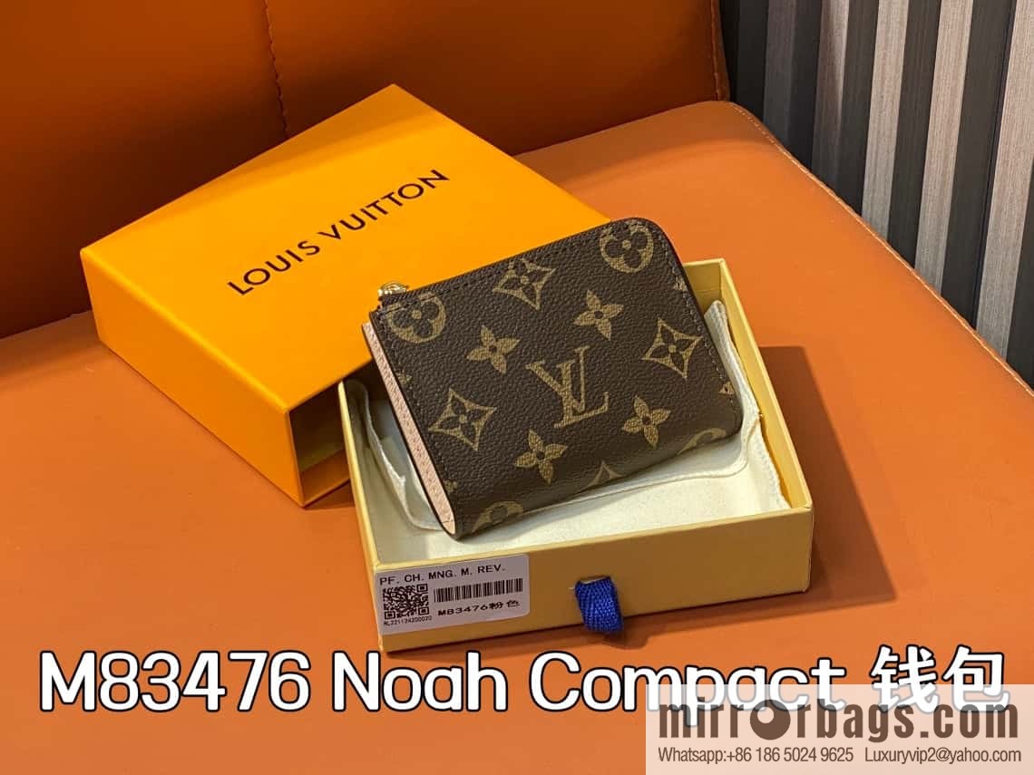 [Boutique‑grade] M83476 presbyopia pink, zipper wallet series NEW Noah Compact wallet
