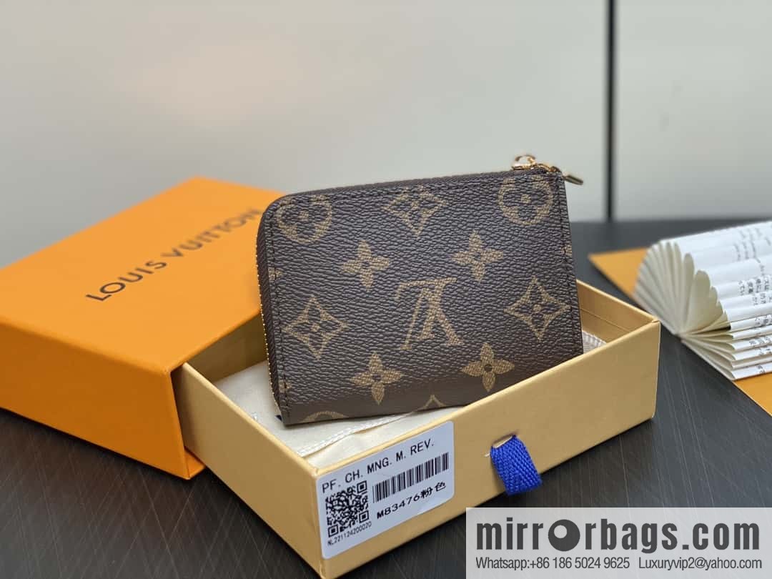 [Boutique‑grade] M83476 presbyopia pink, zipper wallet series NEW Noah Compact wallet