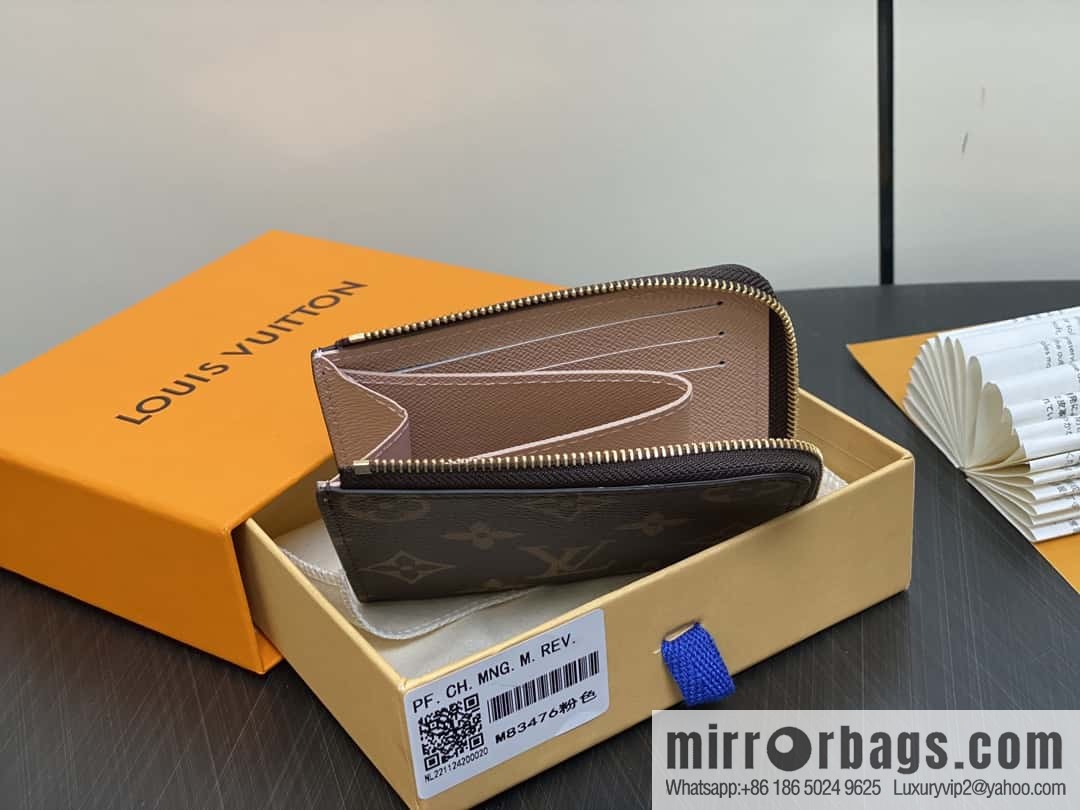 [Boutique‑grade] M83476 presbyopia pink, zipper wallet series NEW Noah Compact wallet