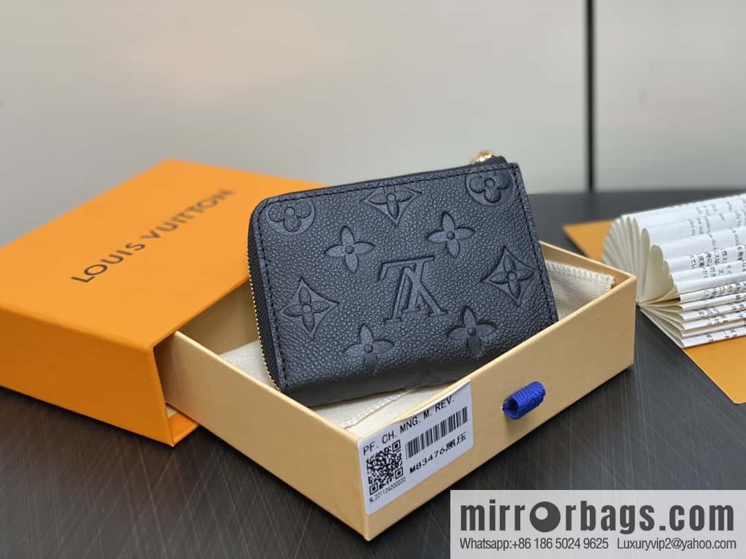 [Boutique‑grade] M83476 black full leather embossed, zipper wallet series NEW Noah Compact wallet