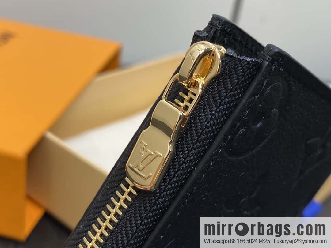 [Boutique‑grade] M83476 black full leather embossed, zipper wallet series NEW Noah Compact wallet